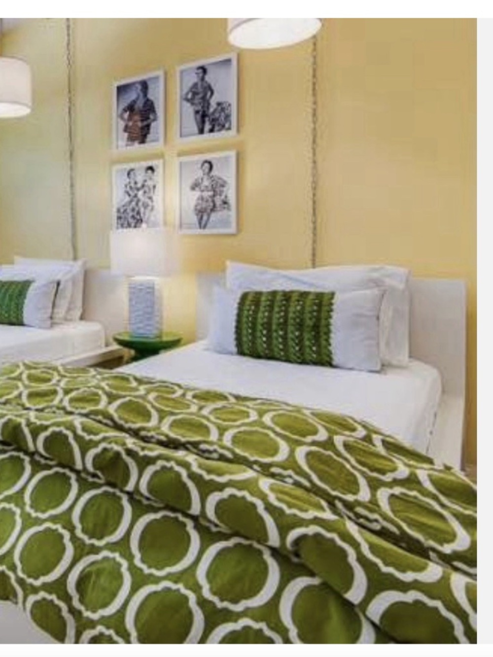 QUEEN Duvet/Shams Set Green Scroll 100% Cotton ~ Pacific Home Fashion